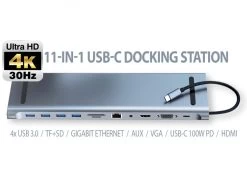 11-in-1 USB-C Docking Station With 100W PD, 4K/30Hz HDMI, VGA, Ethernet & More (PC Or Mac)