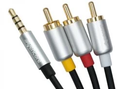 1m Avencore Crystal Series 4-Pole TRRS 3.5mm To 3RCA Composite AV Cable