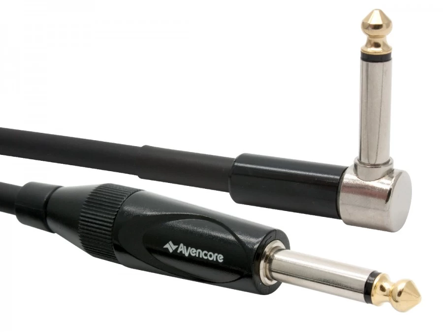 1m Avencore Platinum 1/4" Guitar Cable With Right Angled Connector 3 1m Avencore Platinum 1/4" Guitar Cable With Right Angled Connector
