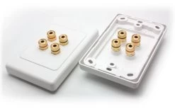 2 Speaker Hi-Fi Wall Plate (2 Red & 2 Black Terminals)
