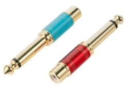 2x Premium RCA Socket To 6.5mm Mono Adapters (Set Of 2 RCA To 1/4" Adapters)