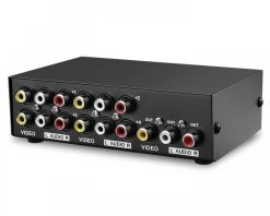 4-Port AV Switch Box - Metal Housing (Audio + Composite Video Switching)