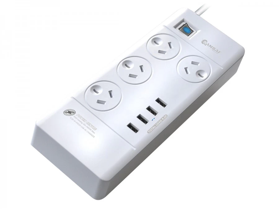 4-Socket Surge Protection Power Board & 4-Port USB Charger 3 4-Socket Surge Protection Power Board & 4-Port USB Charger