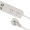 2-Socket Powerboard With 4x USB Charging Ports (3.4A Total USB Output)