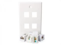 4x CAT6 Wall Plate (RJ45 Keystone Punchdown)