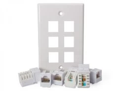 6x CAT6 Wall Plate (RJ45 Keystone Punchdown)