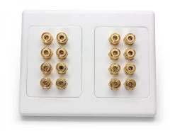 8 Speaker Hi-Fi Double-Gang Wall Plate (8 Red & 8 Black Terminals)