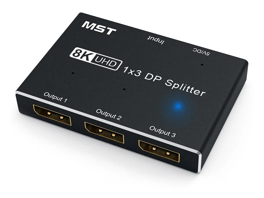 8K DisplayPort 3-Way Splitter Hub - MST Hub (Extend & Mirror) 3 8K DisplayPort 3-Way Splitter Hub - MST Hub (Extend & Mirror)
