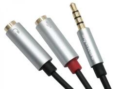 Avencore 4-Pole TRRS To 3.5mm Stereo & Mic Splitter Cable (Male To 2x Female)