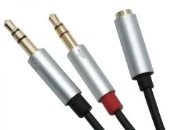 Avencore 4-Pole TRRS To 3.5mm Stereo & Mic Splitter Cable (Female To 2x Male)