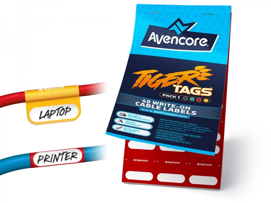 Avencore Tiger Tags 48 Write-On Cable Labels (Pack 1) 3 Avencore Tiger Tags 48 Write-On Cable Labels (Pack 1)