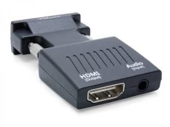 Compact VGA + Audio To HDMI Converter (In-line, USB Powered)