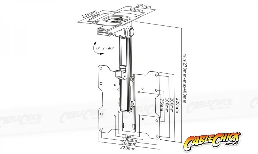 Fold-Away LCD TV Ceiling Mount (20kg Black) 5 Fold-Away LCD TV Ceiling Mount (20kg Black) - Image 3