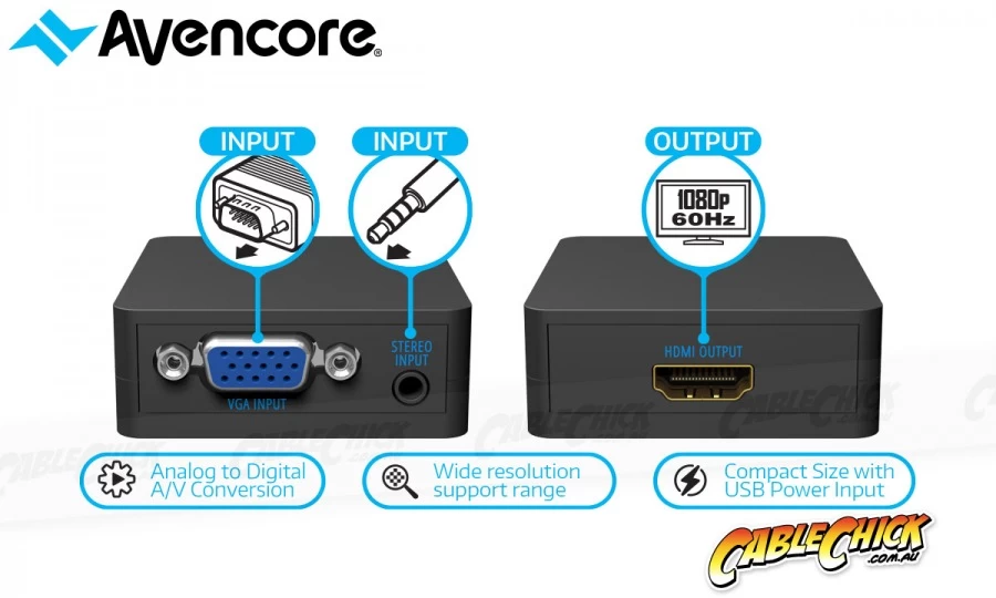 Avencore VGA + 3.5mm Stereo Audio To HDMI Converter 4 Avencore VGA + 3.5mm Stereo Audio To HDMI Converter - Image 2
