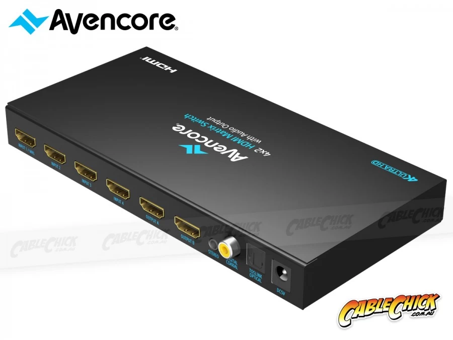 Avencore Halon Series HDMI 4x2 True Matrix Switch & Audio Splitter (Supports Ultra HD 4K@30Hz) 5 Avencore Halon Series HDMI 4x2 True Matrix Switch & Audio Splitter (Supports Ultra HD 4K@30Hz) - Image 3