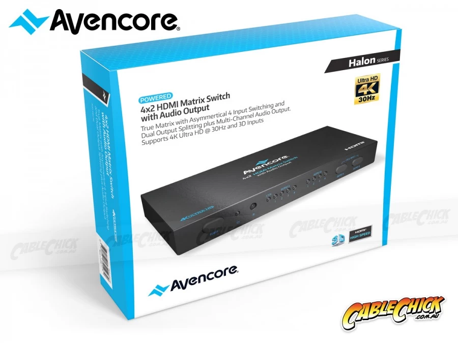 Avencore Halon Series HDMI 4x2 True Matrix Switch & Audio Splitter (Supports Ultra HD 4K@30Hz) 6 Avencore Halon Series HDMI 4x2 True Matrix Switch & Audio Splitter (Supports Ultra HD 4K@30Hz) - Image 4