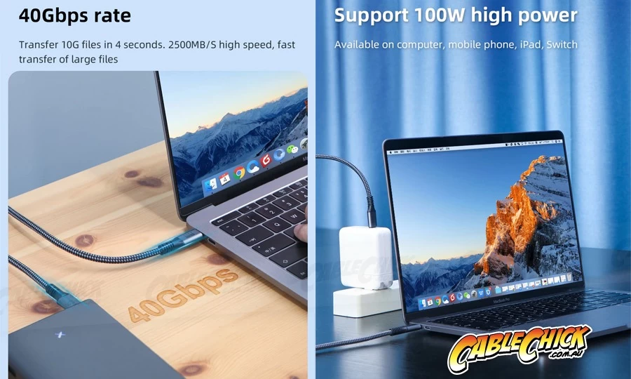 1.2m Premium Aluminium USB4 Cable - Thunderbolt 4 Compatible (40Gbps, 100W, 8K/60Hz Or Dual 4K/60Hz) 4 1.2m Premium Aluminium USB4 Cable - Thunderbolt 4 Compatible (40Gbps, 100W, 8K/60Hz Or Dual 4K/60Hz) - Image 2