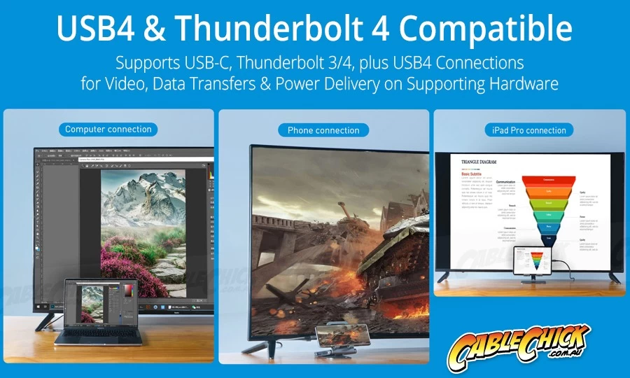 1.2m Premium Aluminium USB4 Cable - Thunderbolt 4 Compatible (40Gbps, 100W, 8K/60Hz Or Dual 4K/60Hz) 5 1.2m Premium Aluminium USB4 Cable - Thunderbolt 4 Compatible (40Gbps, 100W, 8K/60Hz Or Dual 4K/60Hz) - Image 3