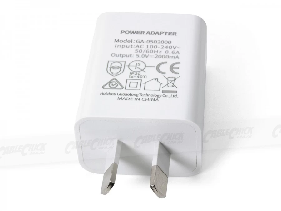 Single Socket USB Wall Charger (5V/2A - White) 4 Single Socket USB Wall Charger (5V/2A - White) - Image 2