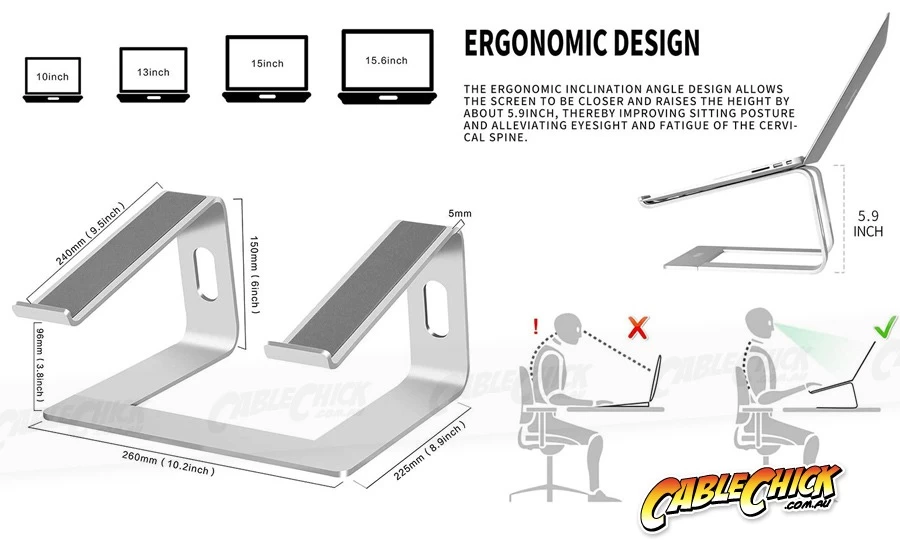 Premium Aluminium Laptop Stand (15cm Laptop Riser) 8 Premium Aluminium Laptop Stand (15cm Laptop Riser) - Image 6