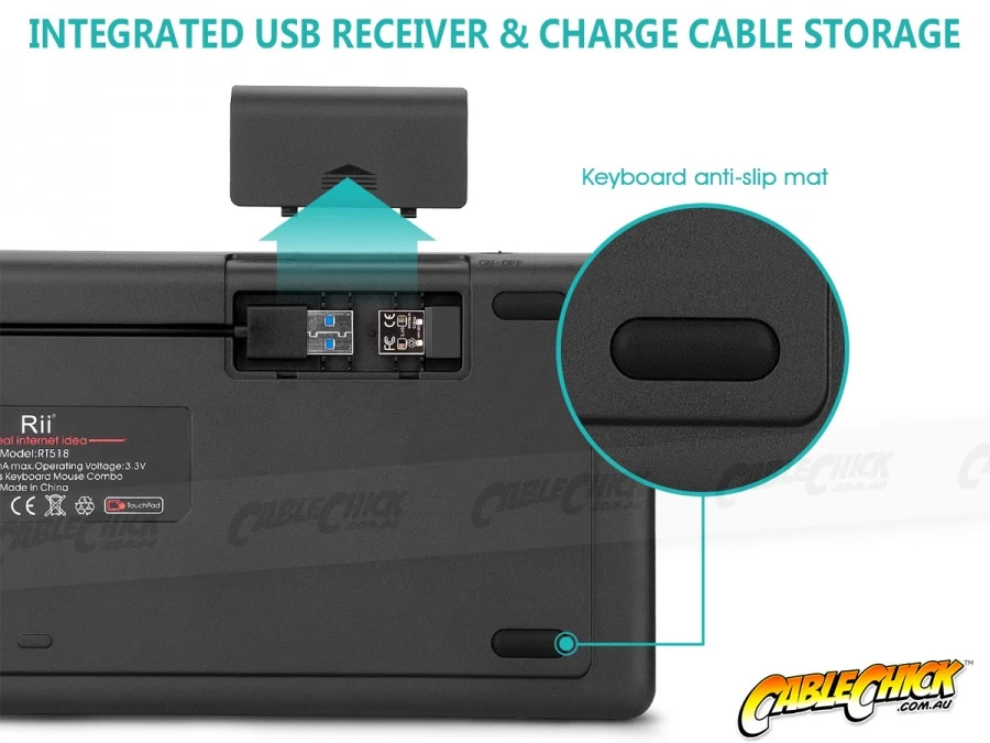 Rii 2.4GHz Rechargable Wireless Media Backlit Keyboard With Touchpad 5 Rii 2.4GHz Rechargable Wireless Media Backlit Keyboard With Touchpad - Image 3
