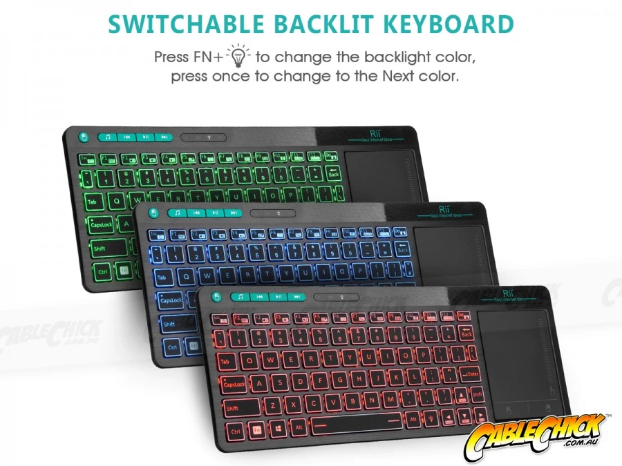 Rii 2.4GHz Rechargable Wireless Media Backlit Keyboard With Touchpad 6 Rii 2.4GHz Rechargable Wireless Media Backlit Keyboard With Touchpad - Image 4