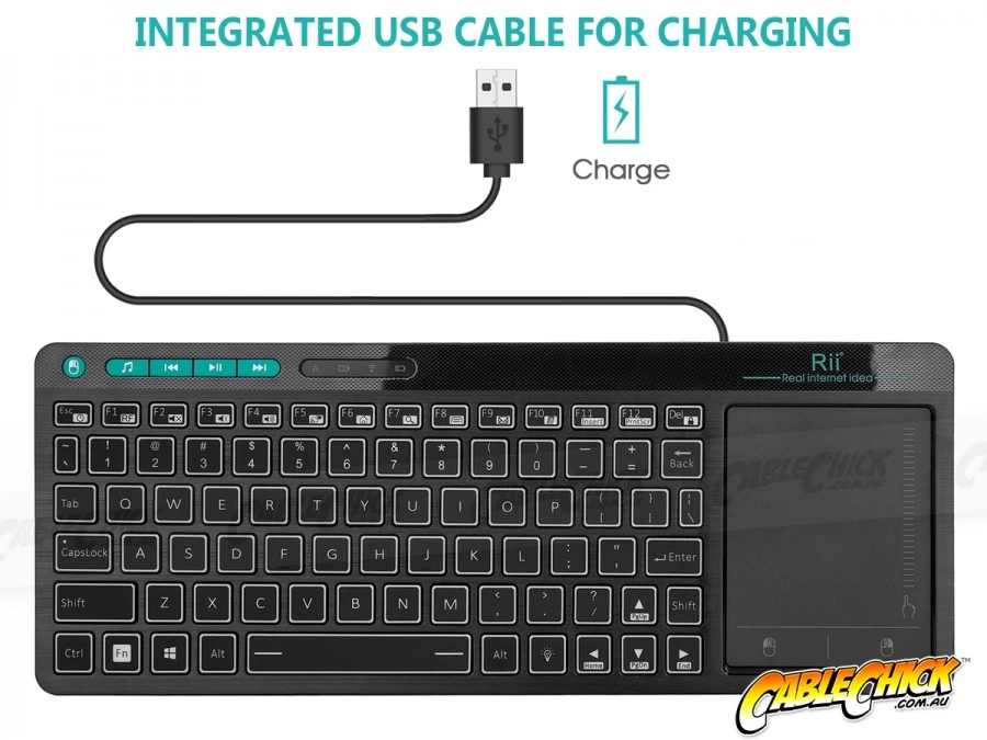 Rii 2.4GHz Rechargable Wireless Media Backlit Keyboard With Touchpad 7 Rii 2.4GHz Rechargable Wireless Media Backlit Keyboard With Touchpad - Image 5