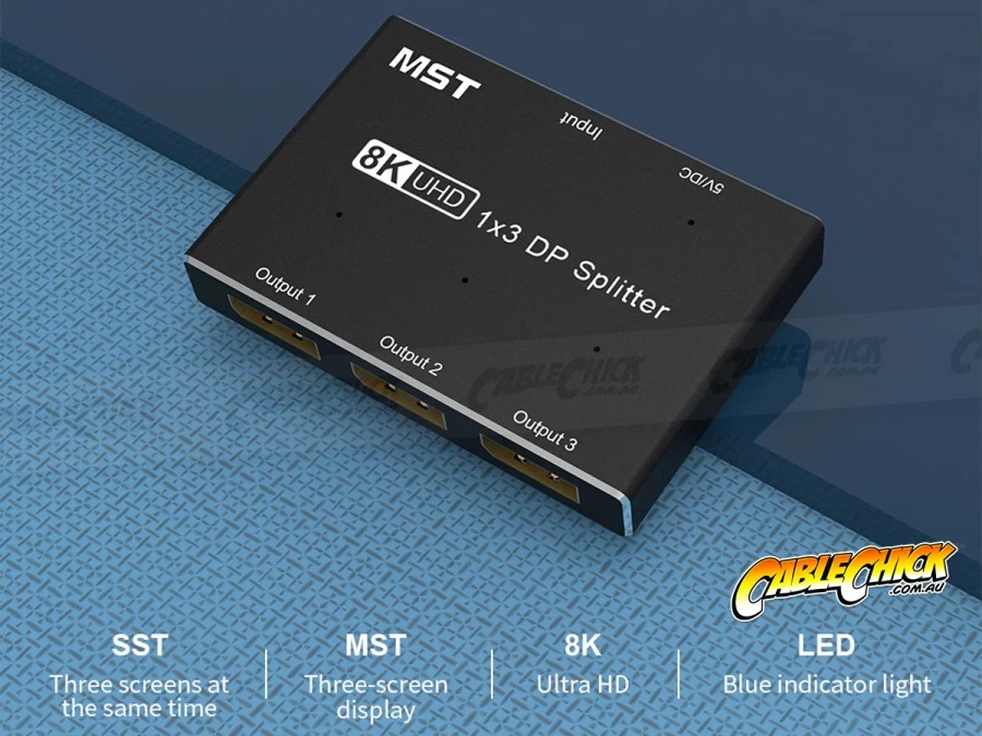 8K DisplayPort 3-Way Splitter Hub - MST Hub (Extend & Mirror) 5 8K DisplayPort 3-Way Splitter Hub - MST Hub (Extend & Mirror) - Image 3