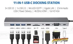 11-in-1 USB-C Docking Station With 100W PD, 4K/30Hz HDMI, VGA, Ethernet & More (PC Or Mac) -Computer Accessories Store photo1695104610