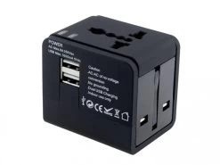 Universal Travel Mains Socket Adapter With Dual USB Charger