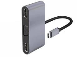 USB-C Dual Output HDMI 4K/30Hz + VGA Docking Station With Power Delivery (4K/30Hz, 60W)