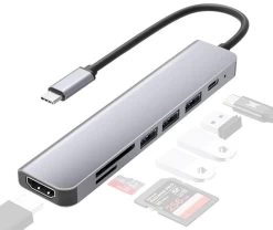 7-in-1 USB-C Hub With 87W Power Delivery (3x USB 3.0, Card Reader & HDMI)